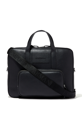 Emporio Armani Black Leather Briefcase